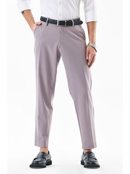 Snitch - Lilac Self-Design Slim Formal Trouser for Men