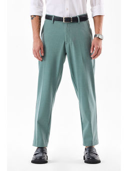 Snitch - Green Self-Design Slim Formal Trouser for Men