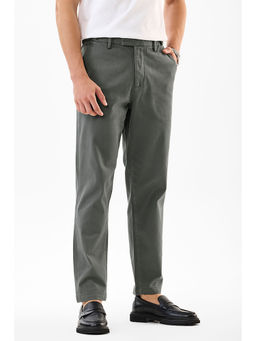 Snitch - Grey Solid Slim Casual Trouser for Men