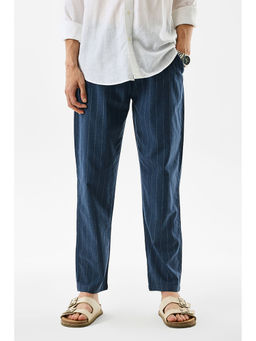 Snitch - Teal Stripes Regular Casual Trouser for Men