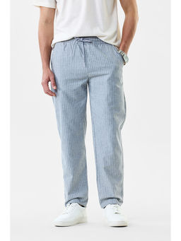 Snitch - Light Blue Stripes Regular Casual Trouser for Men