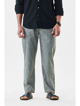 Snitch - Grey Stripes Regular Casual Trouser for Men