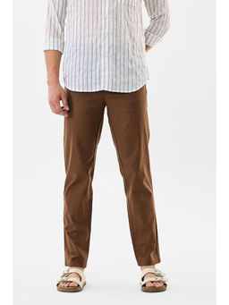 Snitch - Brown Solid Slim Casual Trouser for Men