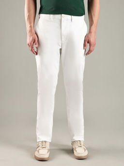 Tommy Hilfiger - White Relaxed Fit Solid Mid Rise Trouser