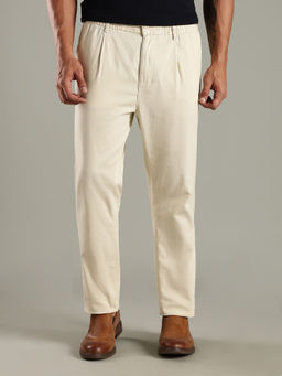 Tommy Hilfiger - Beige Relaxed Fit Solid Mid Rise Trouser