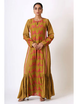 UDD DESIGN - Bronze Smriti Pleated Brown Dress