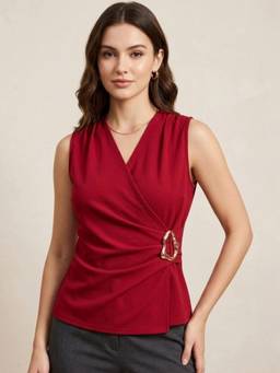 AAREIN - Women'S Red Wrap Top