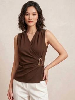 AAREIN - Women'S Brown Wrap Top