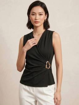 AAREIN - Women'S Black Wrap Top