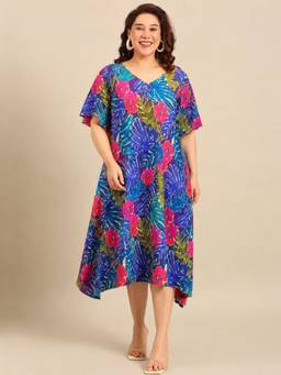 THE PINK MOON - Multi-Color Floral A-Line Dress