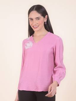 Cantabil - Pink Women's Regular Fit Breathable Top