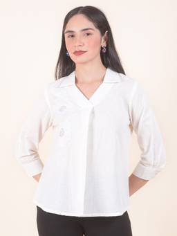Cantabil - White Women's Regular Fit Breathable Top