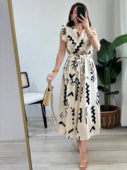 Femvy - Women'S White Printed Crepe Dress