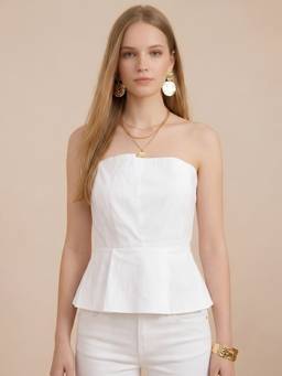 STREET 9 - Women'S Sleeveless Solid White Top
