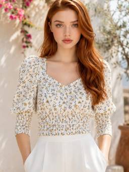 STREET 9 - Women'S White Smocked Top