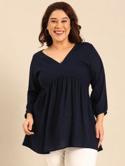 THE PINK MOON - Relaxed Navy Blue Top