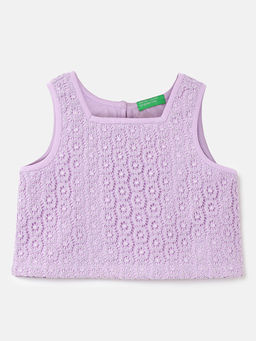 United Colors of Benetton - Regular Fit Square Neck Embroidered Top