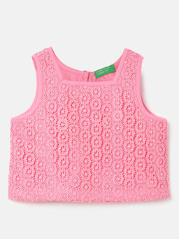 United Colors of Benetton - Regular Fit Square Neck Embroidered Top