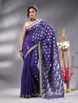 Angoshobha - Blur Colour All Body Jamdani Work Saree Without Blouse