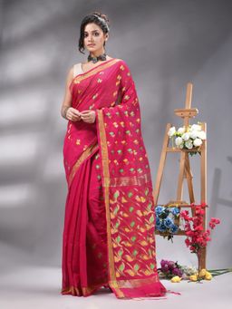 Angoshobha - Pink Colour All Body Jamdani Work Saree Without Blouse