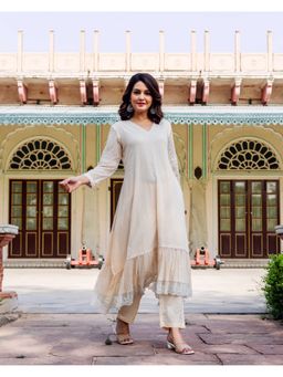 Missprint - Desert Blossom Lace Ensemble Kurta With Pant