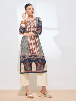 Shaily - Women Maroon Cotton Geometric Printed Kurta