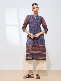 Shaily - Women Cotton Blue Geometric Printed Kurta
