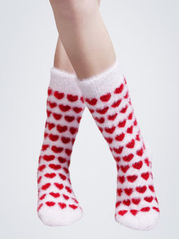 Bharatasya - Winter Heart Fur Vintage Warm Soft Thick Knit Woolen Socks