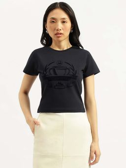 United Colors of Benetton - Women Printed Grey Round Neck T-Shirt