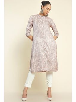 Soch - Women Beige Rayon Printed Kurta