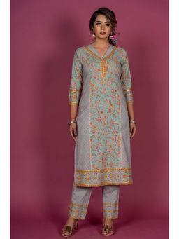 NAVYAS FASHION - Bud Green Block Printed Kurta (Set of 2)