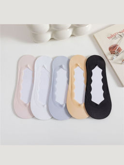 CrossKulture - Multi-Color Solid No Show Socks (Pack Of 5)