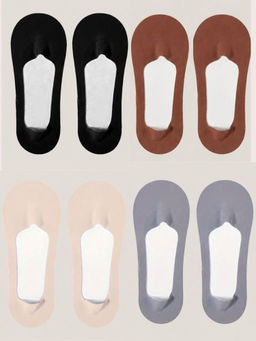 CrossKulture - Multi-Color Solid No Show Socks (Pack Of 4)