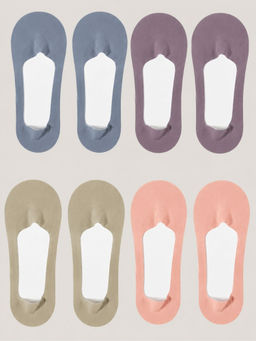 CrossKulture - Multi-Color Solid No Show Socks (Pack Of 4)