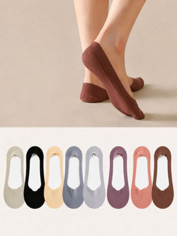 CrossKulture - Multi-Color Solid No Show Socks (Pack Of 8)