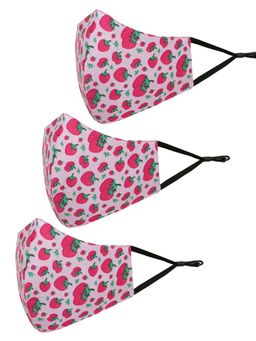 Tossido - Pink Printed Cotton Adjustable Cloth Mask (Pack of 3)