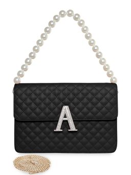 ESBEDA - Black Personalized Alphabet A Turtle Quilted Handbag for Women