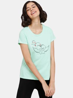 Zivame - Nuts For U Knit Cotton Top - Ash - Green