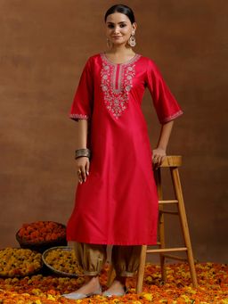 Gerua By Libas - Pink Zaridori Embroidered Straight Kurta