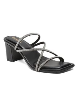 VALIOSAA - Black Embellished Party Heeled Sandals
