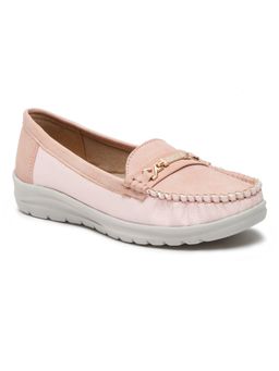 VALIOSAA - Pink Textured Smart Casual Loafers