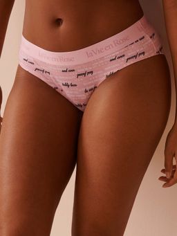 La Vie En Rose - Pink Cotton and Logo Elastic Band Bikini Panty