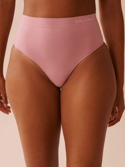 La Vie En Rose - Pink Seamless Fabric High Waist Thong Panty