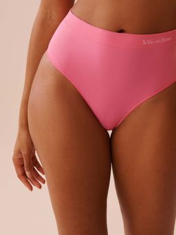 La Vie En Rose - Pink Seamless Fabric High Waist Thong Panty