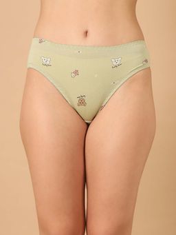 PrettyCat - Green Mid Rise Sexy Teddy Print Bikini Panty for Women