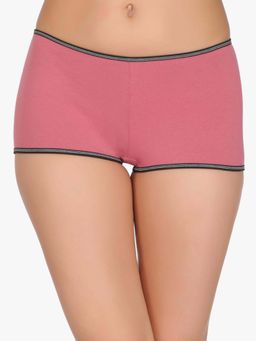 Clovia - Pink Cotton Medium Waist Outer Elastic Boyshorts Panty