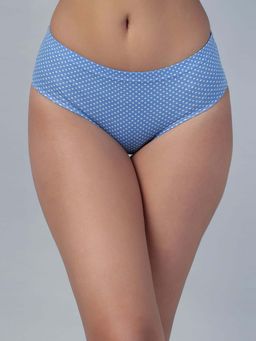 Clovia - Blue Cotton Medium Waist Inner Elastic Hipster Panty