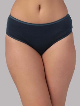 Clovia - Navy Blue Cotton Medium Waist Outer Elastic Hipster Panty