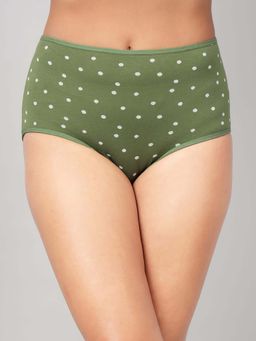 Clovia - Green Cotton High Waist Outer Elastic Hipster Panty