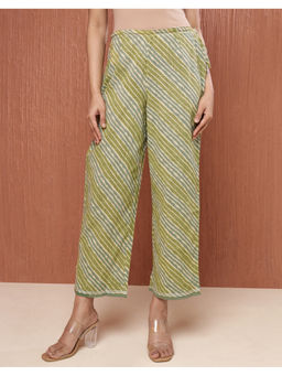 Fabindia - Green Cotton Printed Ijar Pant